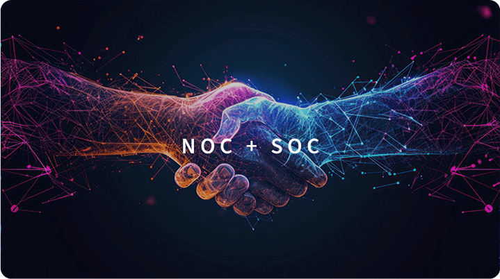 image of a handshake with text that reads: NOC + SOC