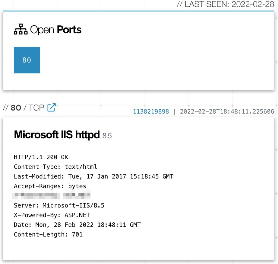 Open ports seen in Shodan