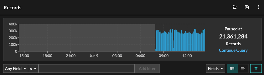 Records pane in Reveal(x) 8.5