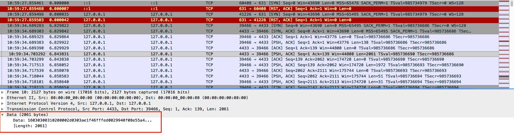 Wireshark traffic log