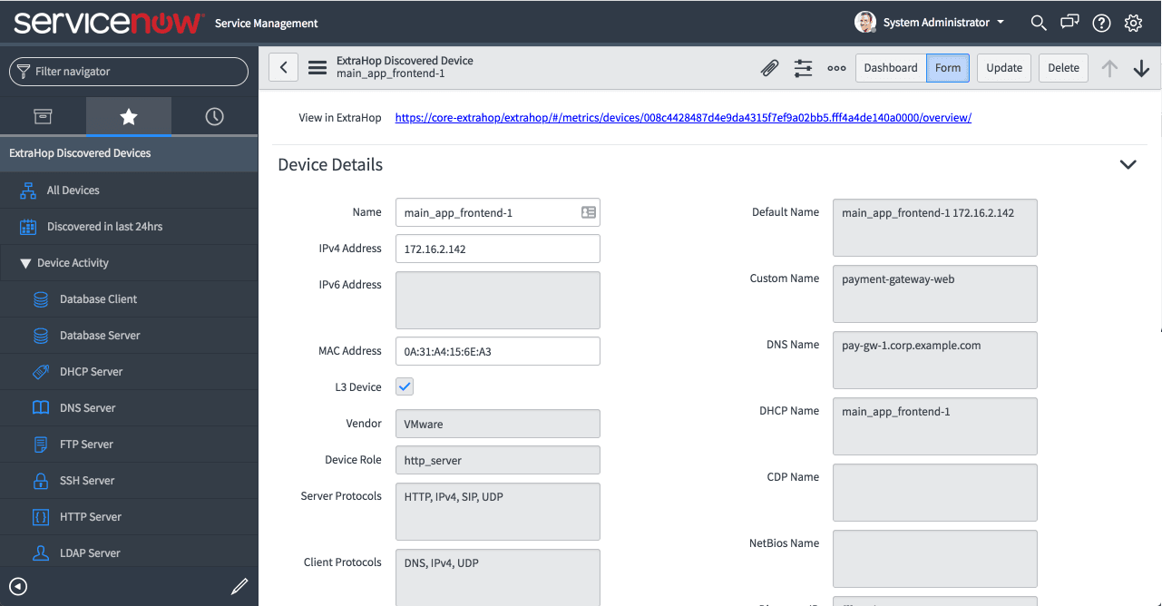 ServiceNow Device Details