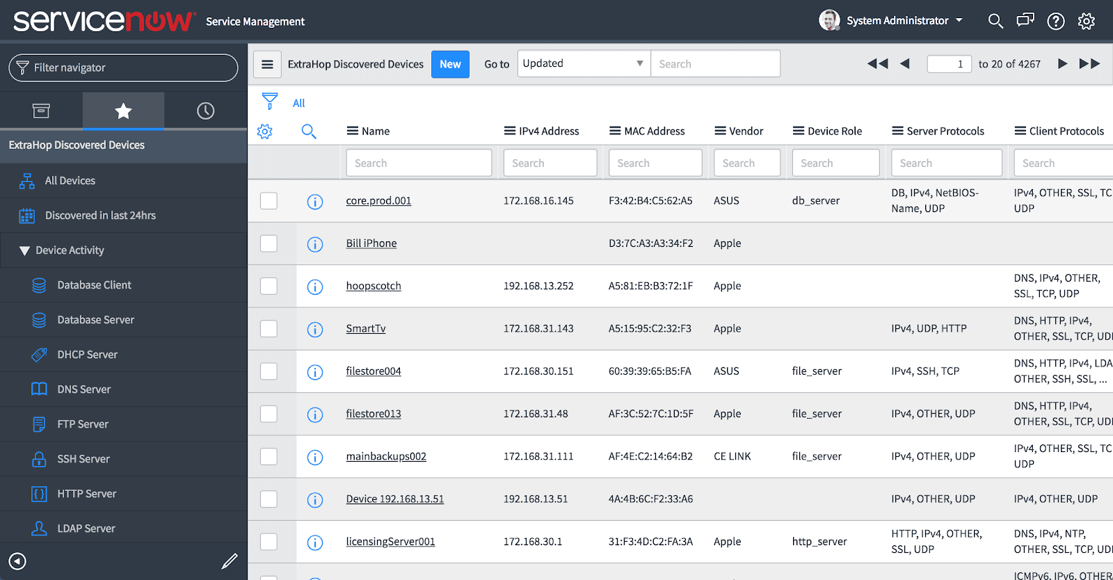 ServiceNow Discovered Devices