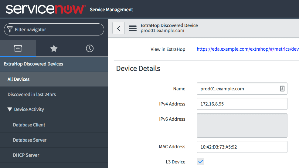 Discovered Device Details in ServiceNow