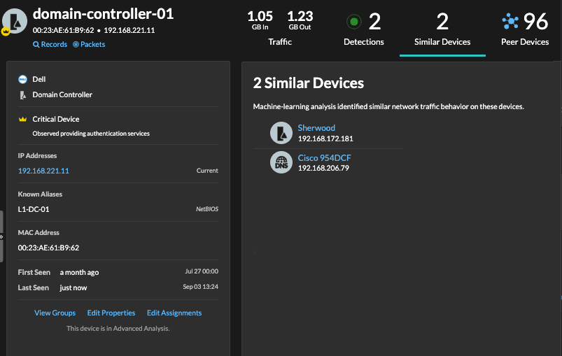 Similar Devices Tab in Device Overview