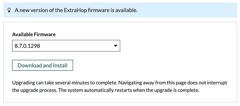 Firmware download and installation in the Administration settings