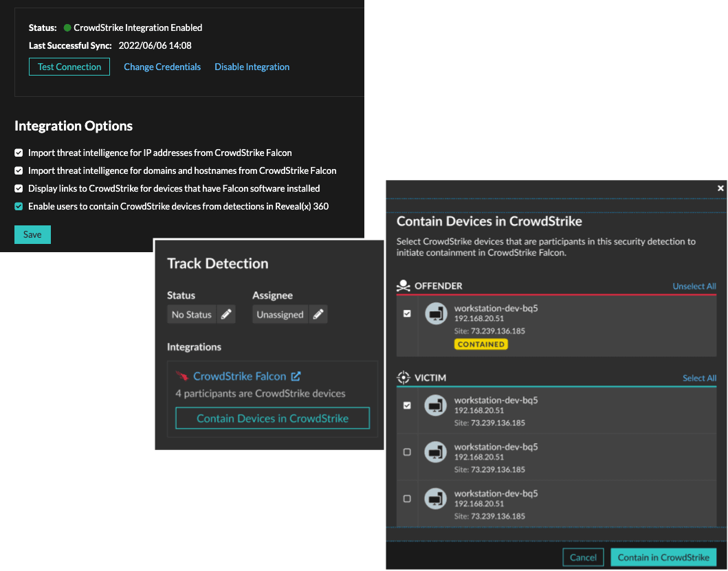 New CrowdStrike integrations in Reveal(x), including device containment.