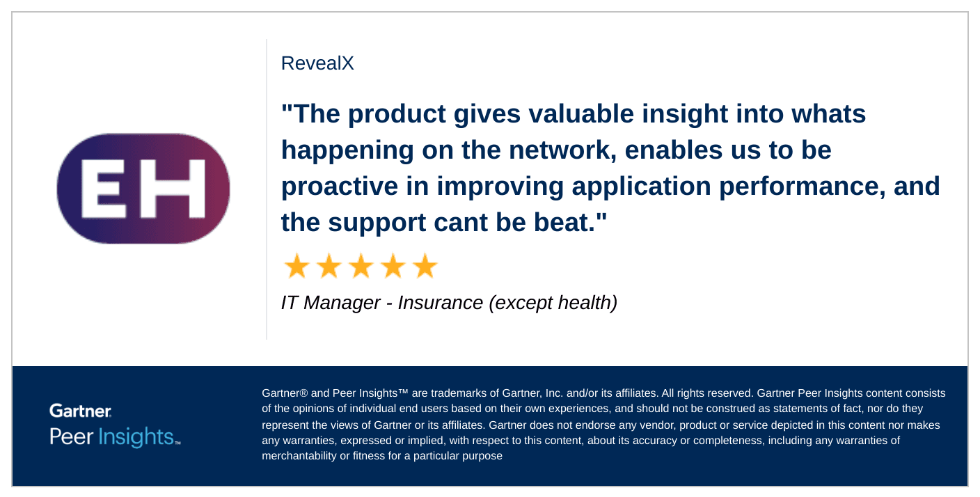 "The product gives valuable insight into what's happening on the network, enables us to be proactive in improving application performance, and the support can't be beat," says an IT Manager in the Insurance (except health) industry.