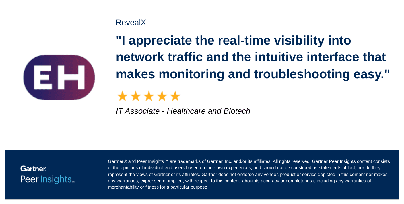 "I appreciate the real-time visibility into network traffic and the intuitive interface that makes monitoring and troubleshooting easy," says an IT Associate in the Healthcare and Biotech industry.