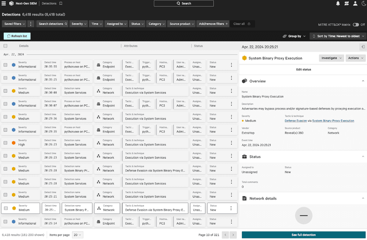 RevealX detections in NG-SIEM