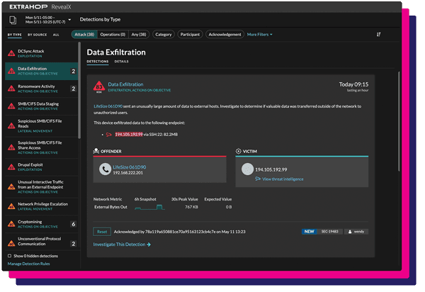 ExtraHop RevealX UI