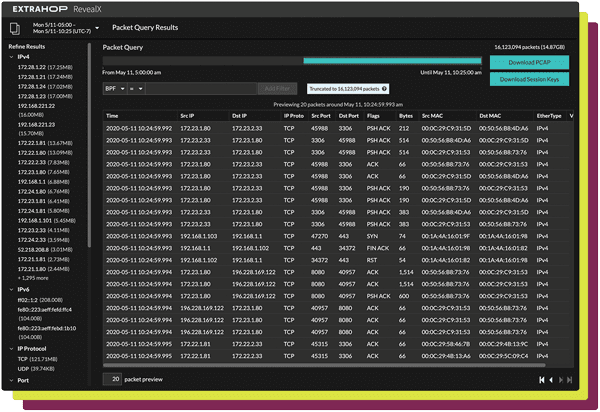 ExtraHop RevealX UI